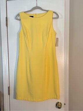 Sleeveless Yellow Shift Dress NWT Classic office attire interview outfit